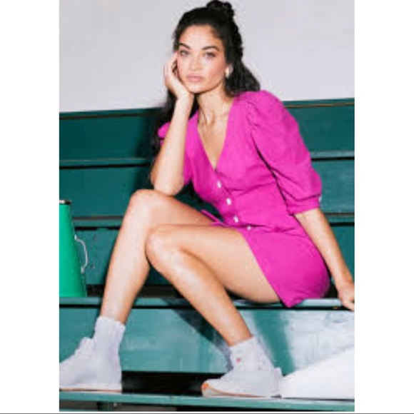 Ellie Mae Studios Fayette dress in magenta with puffy sleeves , size 4 - Picture 3 of 12